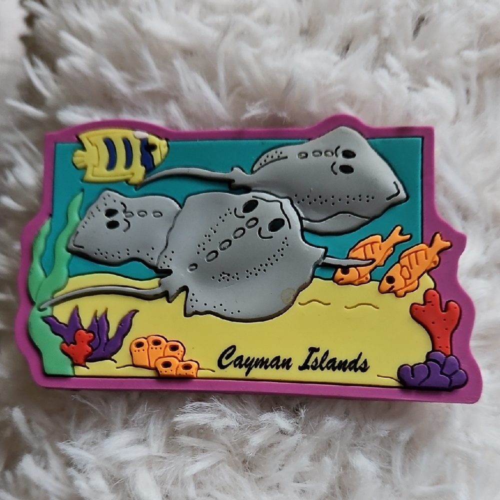 FREE W/ ANY PURCHASE~ CAYMAN ISLANDS Embossed Refrigerator Magnet Stingrays NWT